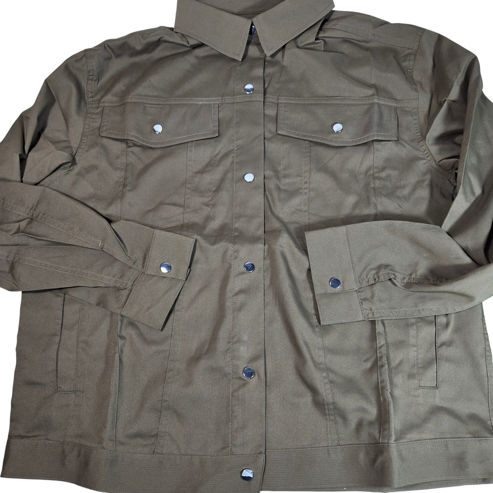 Girlfriend Collective Belted Wendy Tie Shirt Shacket Brown Windbreaker Small NWT - Picture 3 of 9